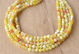 Yellow White Statement Beaded Chunky Faceted Stone Necklace - Tara