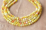 Yellow White Statement Beaded Chunky Faceted Stone Necklace - Tara