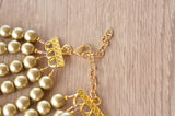 Gold Rhinestone Matte Beaded Acrylic Chunky Statement Necklace - Emma