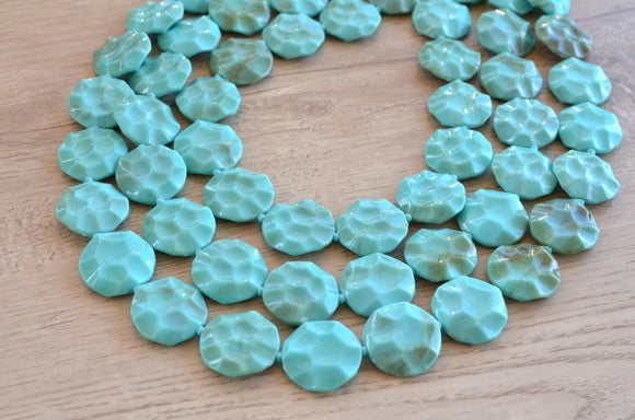 Turquoise Statement Acrylic Bead Lucite Chunky Multi Strand Necklace - Charlotte