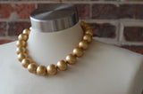 Gold Choker Acrylic Beaded Short Lucite Statement Necklace - Betty