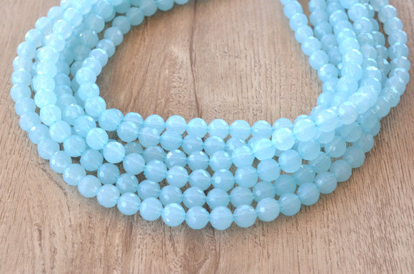 Light Blue Faceted Lucite Acrylic Bead Chunky Statement Necklace - Angelina