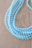 Light Blue Faceted Lucite Acrylic Bead Chunky Statement Necklace - Angelina