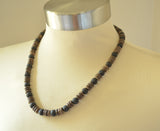 Mens Black Brown Wood Lava Rock Beaded Surfer Long Short Necklace