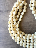 Cream Acrylic Beaded Multi Strand Statement Necklace - Julianna