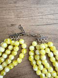 Light Yellow Big Beaded Acrylic Chunky Multi Strand Necklace - Alana