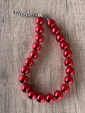 Shiny Red Acrylic Beaded Short Lucite Statement Necklace - Betty