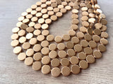 Gold Wood Bead Multi Strand Chunky Statement Necklace - Charlotte