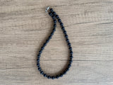 Black Matte Gray Mens Beaded Stone Hematite Necklace - Jonas
