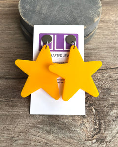 Star Acrylic Lucite Big Large Colorful Dangle Womens Statement Earrings