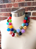 Multi Color Lucite Statement Chunky Beaded Acrylic Necklace - Ashley