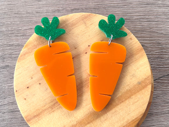 Carrot Easter Acrylic Big Dangle Statement Earrings