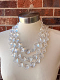 Clear Lucite Multi Strand Beaded Acrylic Geometric Statement Necklace - Krista