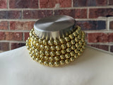 Shiny Gold Choker Big Beaded Acrylic Chunky Multi Strand Statement Necklace - Alana