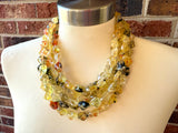 Yellow Black Acrylic Beaded Chunky Multi Strand Necklace - Ellison