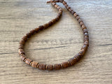 Brown Wood Copper Hematite Beaded Mens Necklace - Soren