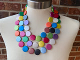 Multi Color Wood Beaded Multi Strand Statement Necklace - Charlotte