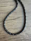 Mens Gray Hematite Long Beaded Gemstone Necklace - Harlan