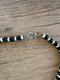 Mens Black White Lava Rock Bead Surfer Necklace - Mac