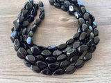 Black Acrylic Chunky Lucite Multi Strand Statement Necklace - Penelope