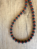 Brown Black Lava Rock Mens Bead Long Surfer Necklace - Mac