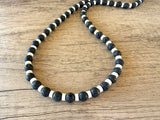 Mens Black White Lava Rock Bead Surfer Necklace - Mac