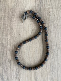 Mens Black Brown Wood Lava Rock Beaded Necklace - Dutton