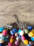Multi Color Lucite Acrylic Beaded Chunky Multi Strand Statement Necklace - Julianna