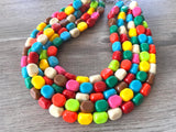Colorful Lucite Acrylic Bead Chunky Statement Necklace Jewelry Women - Leslie
