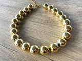 Shiny Gold Choker Acrylic Beaded Statement Necklace - Betty