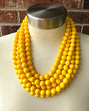 Yellow Big Beaded Acrylic Chunky Multi Strand Necklace - Alana