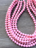 Light Pink Acrylic Lucite Bead Chunky Statement Necklace - Alana