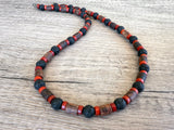 Wood Lava Rock Brown Black Mens Beaded Surfer Necklace - Rocky