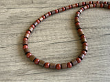 Mens Reddish Brown Jasper Wood Beaded Necklace - Terrance