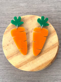 Carrot Easter Acrylic Big Dangle Statement Earrings