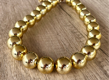 Shiny Gold Choker Acrylic Beaded Short Lucite Statement Necklace - Betty