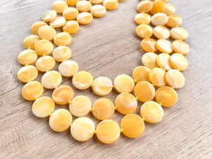 Yellow White Lucite Beaded Multi Strand Chunky Statement Necklace - Charlotte