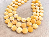 Yellow White Lucite Beaded Multi Strand Chunky Statement Necklace - Charlotte
