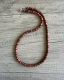 Mens Reddish Brown Jasper Wood Beaded Necklace - Terrance