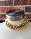 Shiny Gold Choker Big Beaded Acrylic Chunky Statement Necklace - Alana