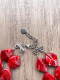 Red Acrylic Bead Chunky Multi Strand Statement Necklace - Krista