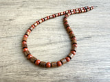 Wood Red Brown Jasper Stone Beaded Mens Necklace - Terrance