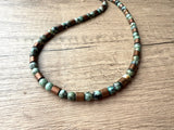Green Turquoise Copper Stone Mens Beaded Necklace - Rowan