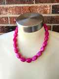 Hot Pink Acrylic Bead Multi Strand Statement Necklace - Penelope
