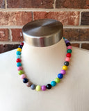 Multi Color Acrylic Lucite Big Bead Chunky Multi Strand Necklace - Alana