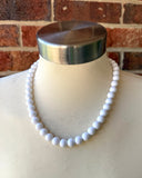 White Acrylic Beaded Multi Strand Statement Necklace - Alana