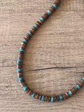 Wood Turquoise Blue Brown Mens Beaded Surfer Necklace - Dennis