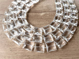 Clear Faceted Square Acrylic Beaded Multi Strand Chunky Statement Necklace - Olivia