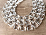Clear Faceted Square Acrylic Beaded Multi Strand Chunky Statement Necklace