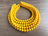Yellow Big Beaded Acrylic Chunky Multi Strand Necklace - Alana